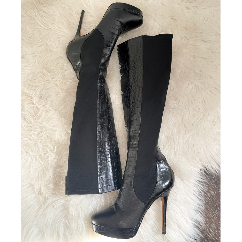 Jimmy Choo Platform Boots Black Alligator 38.5